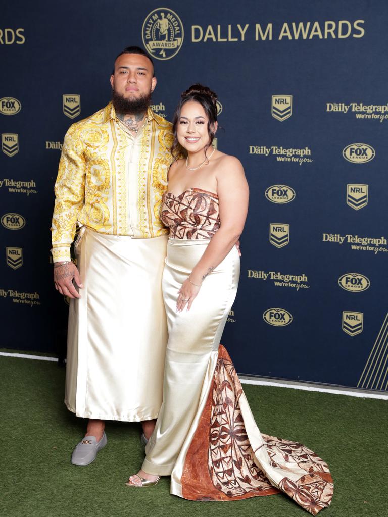 Addin Fonua-Blake and wife Ana wow at the 2024 Dally M Awards. Picture: NewsWire / Christian Gilles