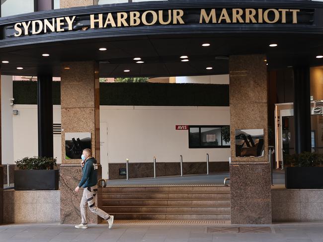 The security guards who worked at The Marriott Hotel tested positive to COVID-19. Picture: Dylan Coker/NCA NewsWire