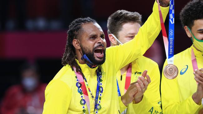 Patty Mills led Australia to a drought-breaking Bronze medal at the Tokyo Olympics. Picture: Adam Head.