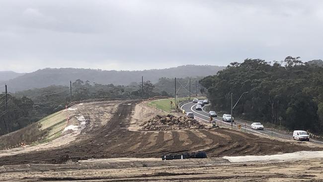 A section of the "deferred" $340 million upgrade, pictured this week, to the 3.4km Mona Vale Road (West), between McCarrs Creek Rd at Terrey Hills to Powder Works Rd, Ingleside. Picture: Jim O’Rourke