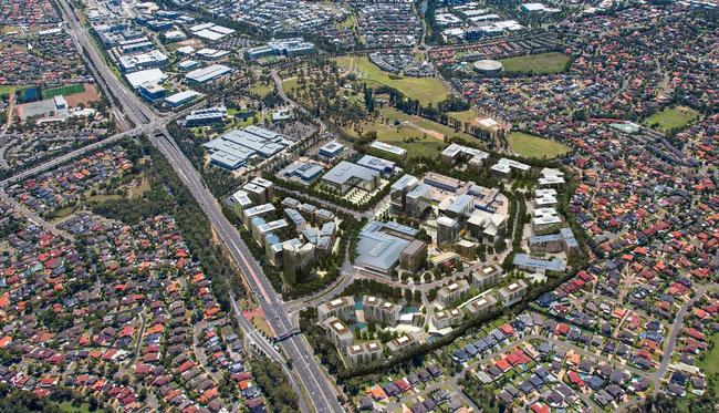 Aerial view of the proposed Circa Commercial Precinct. Source: Mulpha Norwest