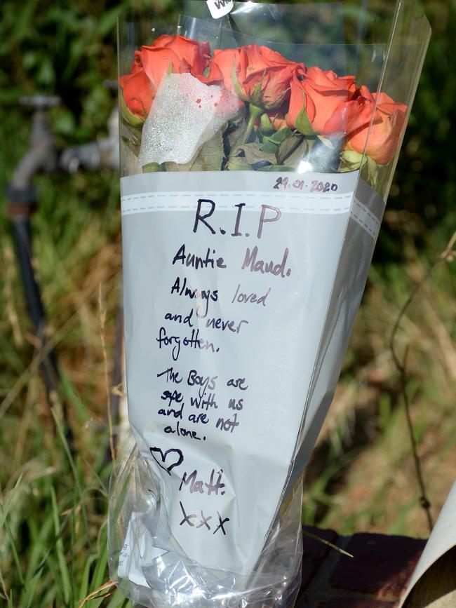 Flowers left outside Ms Steenbeek’s home. Picture: Andrew Henshaw