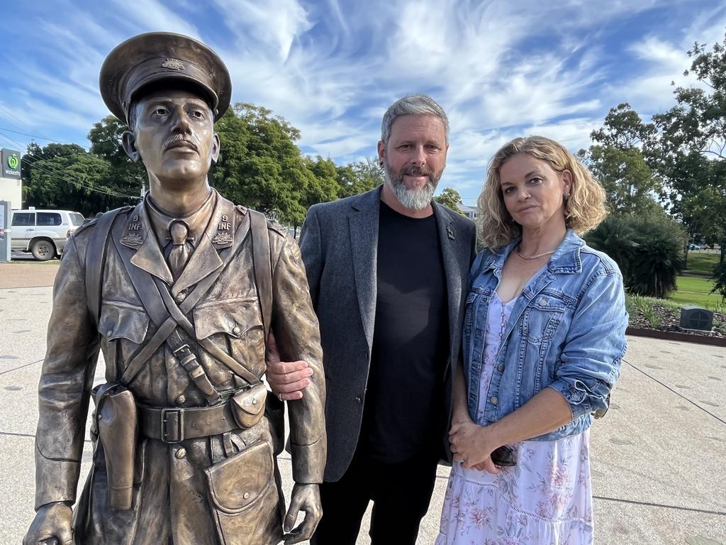 Jane Bailey and Mark Snell from Lava Worx with the statue of Duncan Chapman they created.