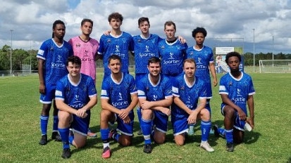 Some of the players of Moorebank Soccer Club, who could benefit from a $50 million sporting super centre.