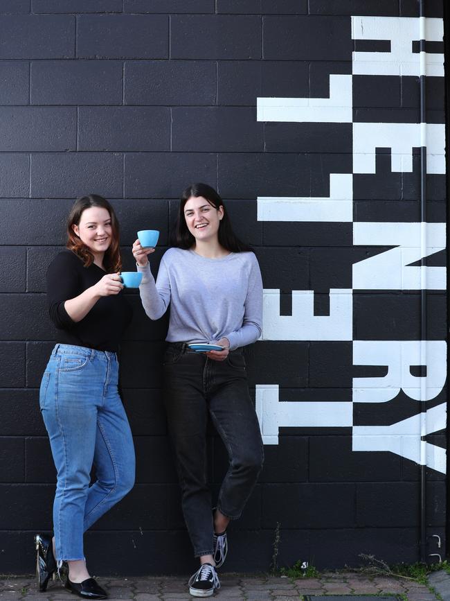 Jordan Navacchi, 23, and Katherine MacDonald, 23, outside Tell Henry in Kent Town. Picture: Tait Schmaal