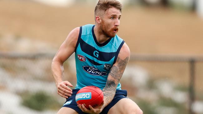 Zach Tuohy slotted straight into Geelong’s defence.