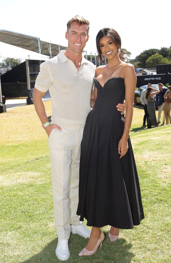 Matt suleau &amp; Ritu Rakesh at the Mercedes marquee. Picture: Lucas Dawson