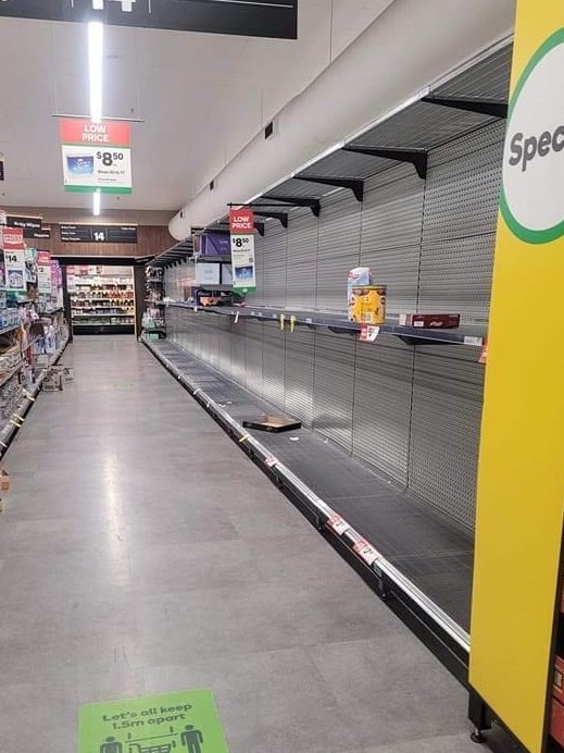 Not much toilet paper left at Cessnock Woolworths on Sunday. Credit: Facebook