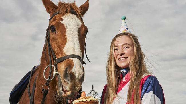 Jockey, Kayla Crowther. Picture: MATT LOXTON