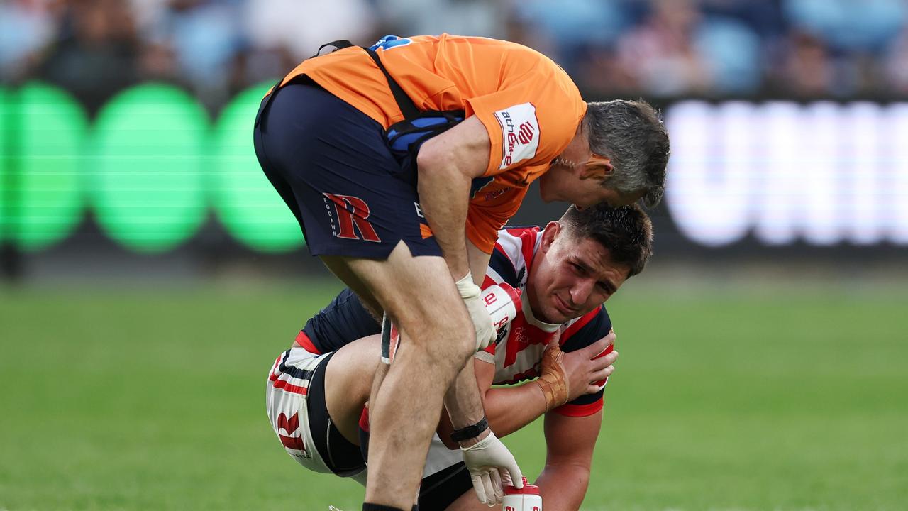 Victor Radley will play for the Roosters on Saturday night despite fracturing his scapula just three weeks ago. Picture: Cameron Spencer/Getty Images