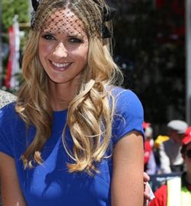 Melbourne Cup Parade. Ambassador Rebeccah Panozza ,host Jeff Banks and Nikki Phillips.Picture:Ian Currie