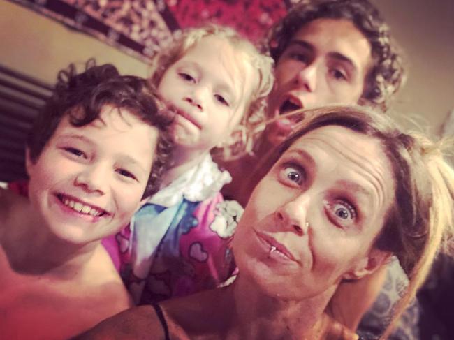 Kasey Chambers with her kids — Arlo, Poet and Talon. Picture: Instagram