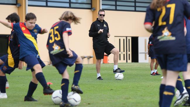 West Moreton Anglican College students work with Mike Mulvey. Picture: Rob Williams