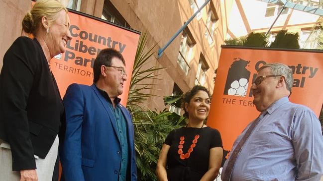 CLP candidates for the federal election: Tina MacFarlane (Solomon) Jamie de Brenni (CLP President) Jacinta Price (senate) and Damien Ryan (Lingiari). PICTURE: GARY SHIPWAY