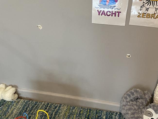 Bullet holes inside the creche near the gym. Picture: NSW Police