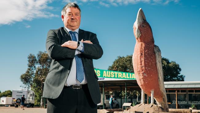 Kimba Town Council mayor Dean Johnson at the Big Galah. Picture: Robert Lang