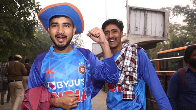 Indian fans arrive to cheer on the home side.