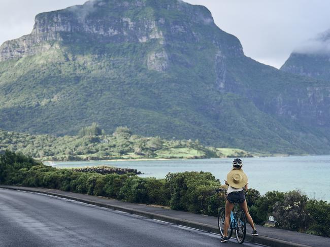 The only way around the island is by bike. Picture: Eugene Tan