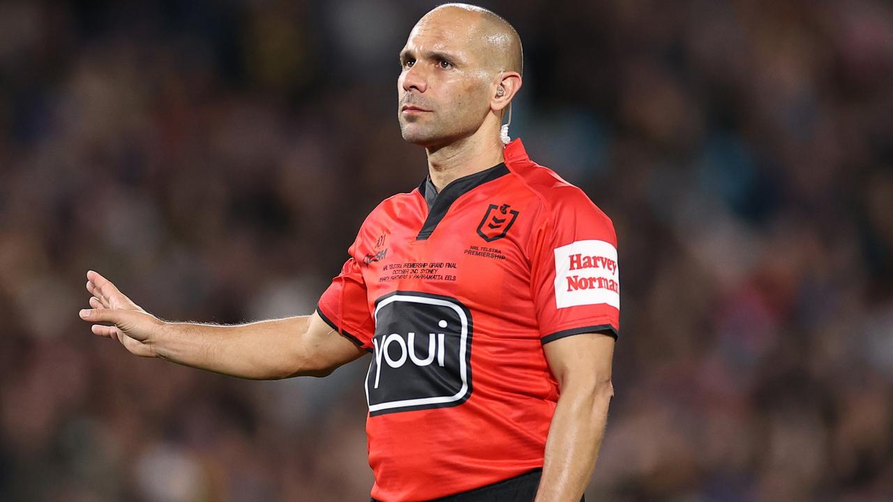 SYDNEY, AUSTRALIA - OCTOBER 02: Referee Ashley Klein during the 2022 NRL Grand Final match between the Penrith Panthers and the Parramatta Eels at Accor Stadium on October 02, 2022, in Sydney, Australia. (Photo by Cameron Spencer/Getty Images)