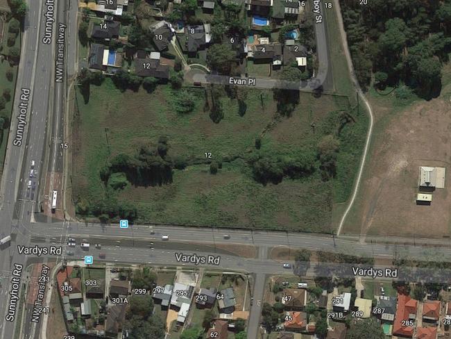 The proposed site of The Vardys, adjacent to Sunnyholt Rd. Picture: Google Earth