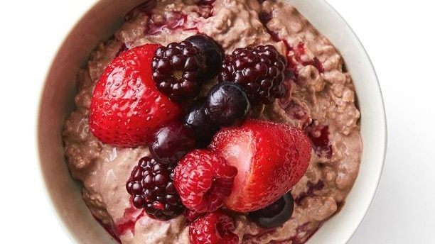 Chocolate and berry overnight oats. Picture: Supplied