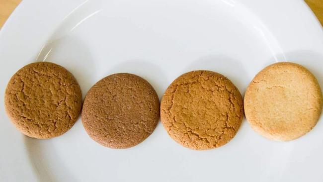 The different types of Ginger Nut biscuits.