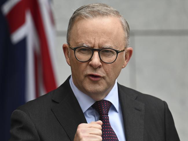 CANBERRA, AUSTRALIA, NewsWire Photos. JANUARY 24, 2024: The Prime Minister, Anthony Albanese and Minister for Communications, Michelle Rowland announce the new ABC Chair Kim Williams at Parliament House in Canberra. Picture: NCA NewsWire / Martin Ollman