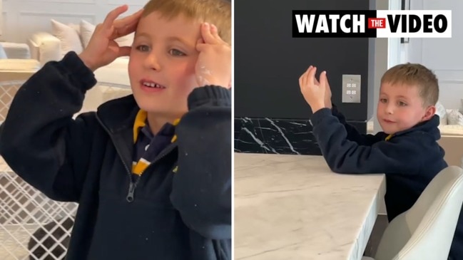 Roxy Jacenko's seven-year-old son Hunter Curtis drops F-bomb