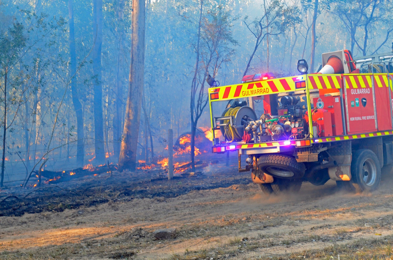 Clarence Valley Rural Fire Service crews battled an out of control bushfire at Whiteman Creek west of Grafton on Saturday, 10th August, 2019. Picture: Bill North