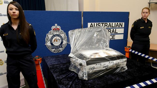 Cocaine worth $21m was found in suitcases. Picture: Jonathan Ng