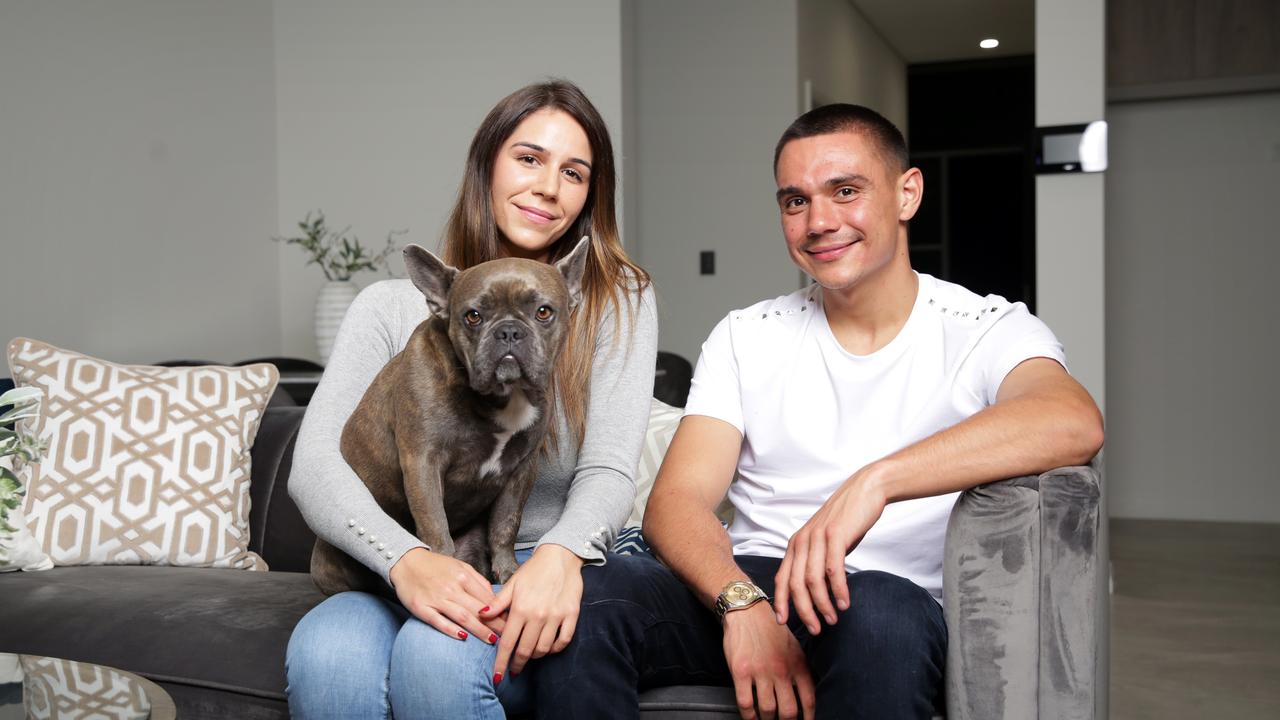 Pictured in Sydney is professional boxer Tim Tszyu with his girlfriend Alexandra Constantine. Picture: Christian Gilles