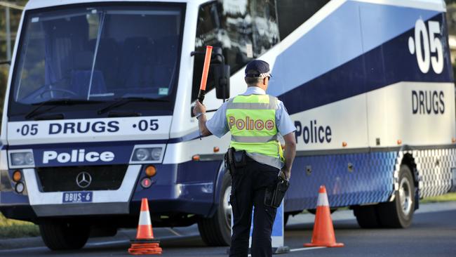 Three arrested after allegedly driving into a booze bus in Seaford.