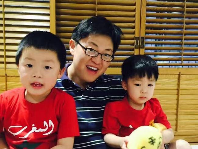 Barry Li at home with his two young sons Alexander, 5 and Nathan 2.