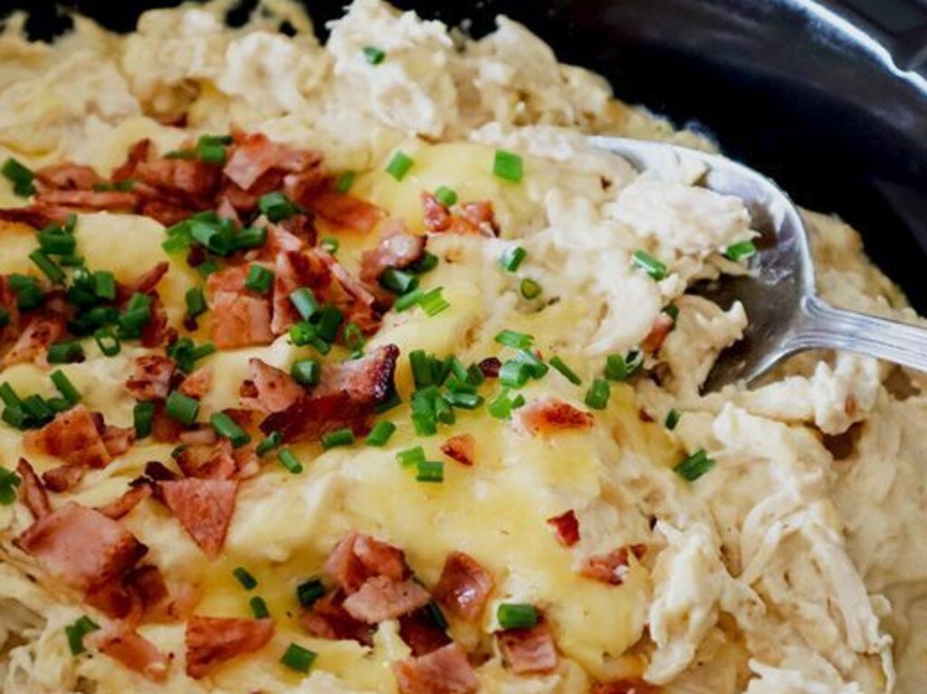 Slow cooker French onion chicken and cheese melt.