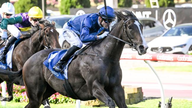 Thomas Stockdale steered Gumdrops to victory at Group 3 level at The Valley last month. Picture: Racing Photos via Getty Images.