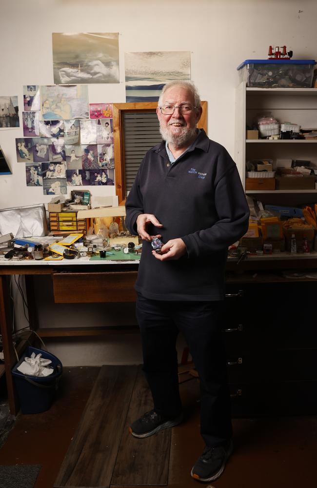 Craig Gathercole is set to retire after 39 years as owner, operator and watch repairer at The Watch Repair Shop in Hobart. Picture: Nikki Davis-Jones