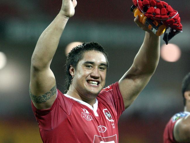 NA: End of game all smiles Leroy Houston , during Queensland Queensland Reds vs Bulls at Suncorp Stadium.