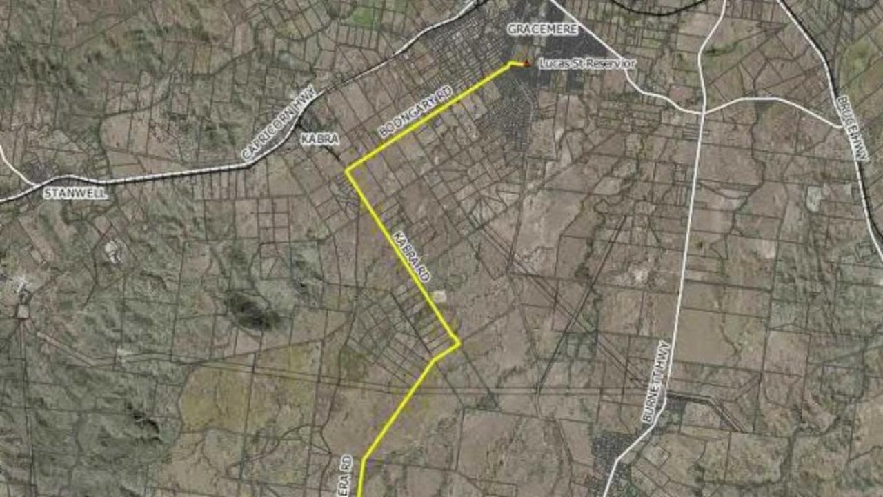 Designs show the route of the Gracemere to Mount Morgan pipeline.