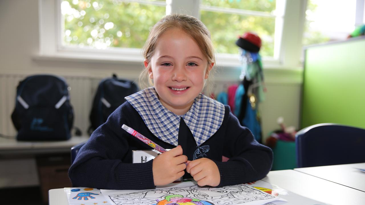 Hazel Bennett, 5. St Margaret’s school welcomed around 43 prep students today. Picture: Peter Ristevski