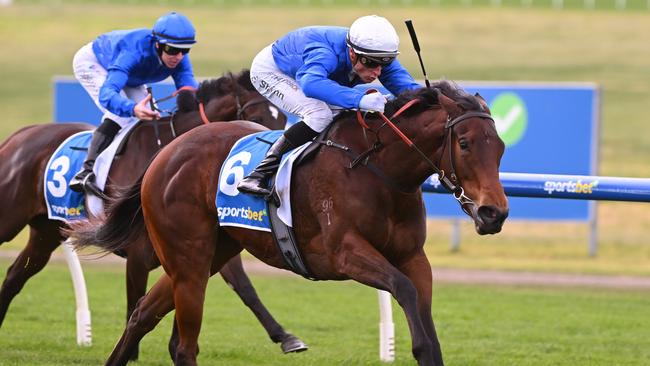 Photograph, ridden by Blake Shinn, wins the two-year-old handicap at Sandown on Wednesday. Picture: Vince Caligiuri/Getty Images