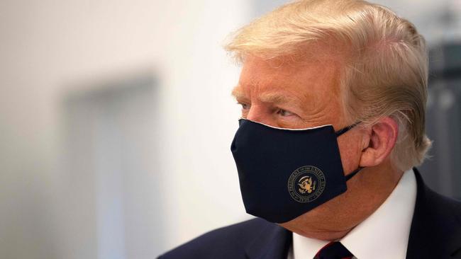 US President Donald Trump criticised Democratic Presidential nominee Joe Biden for wearing masks, but just days later Trump tested positive to the virus. Picture: Jim Watson/AFP