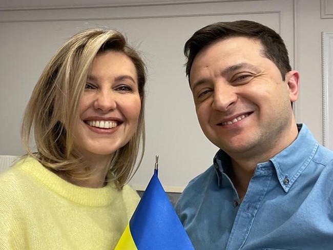 Olena Zelenska with her husband, Ukrainian President Volodomyr Zelensky.