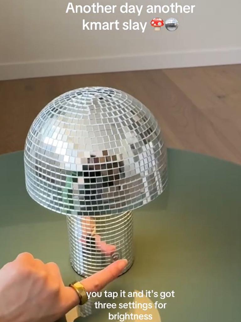 Kmart fans are racing to get their hands on this sparkly disco lamp. Picture: TikTok/Jenny Zhou