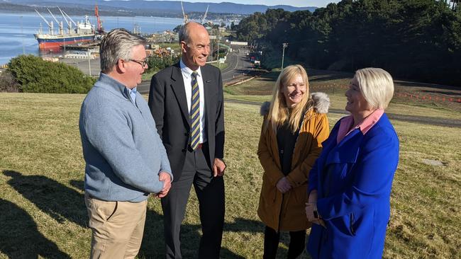 Liberal MHAs Simon Cook and Lara Alexander with Energy Minister Guy Barnett and Bell Bay Advanced Manufacturing Zone chief executive Susie Bower. Picture: Supplied