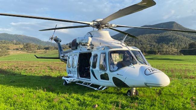 A woman has been airlifted to Princess Alexandra Hospital in Brisbane with injuries to her face and limbs after falling from a horse at Kumbia.