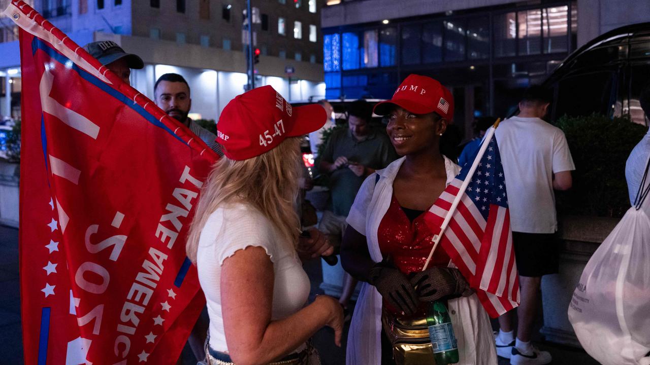 Trump supporters gather outside of Trump Tower in New York City, after Former President Donald Trump was injured. Picture: Adam Gray / AFP