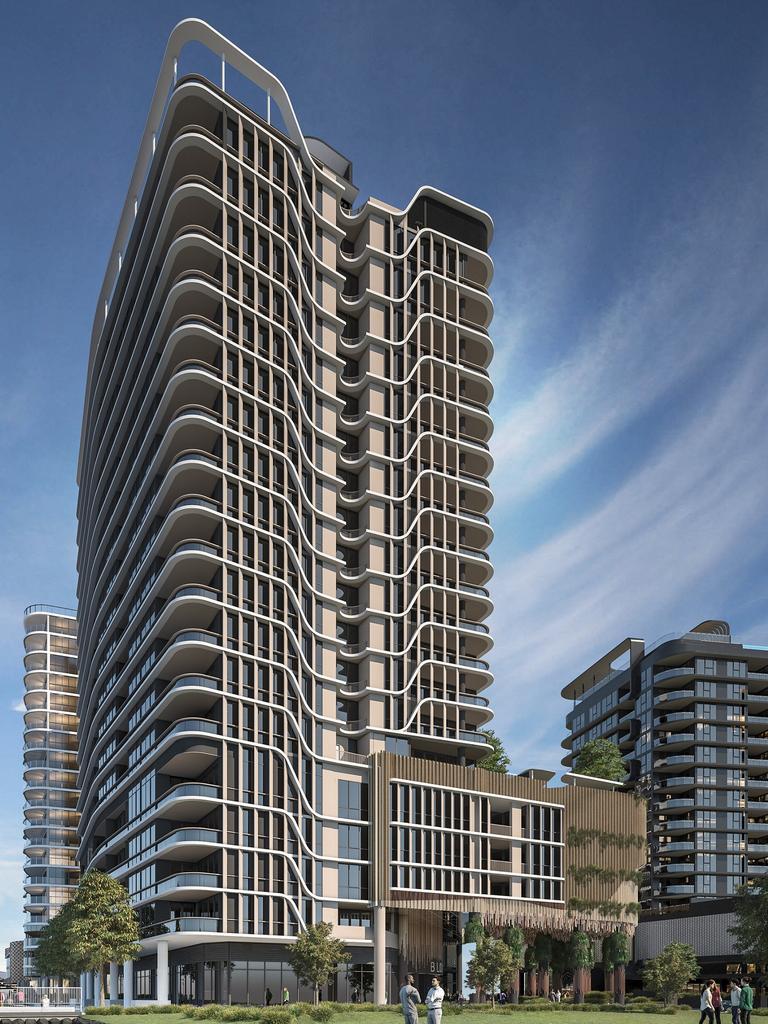 An artist's impression of Brookfield Residential Properties newest apartment tower at its $1.3bn Portside Wharf community.