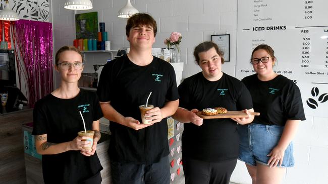 Independent Beans in Kirwan was created as a way to offer employment opportunities for people with disabilities who can often be overlooked by other employers. Rakaila Turner, Malcolm Rose, Ayva Sanderson and Sarah Lynch-Harlow. Picture: Evan Morgan