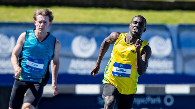 Boys 200m 19 Years speedster Rashid Kabba from Westfield Sports High. Picture: Julian Andrews