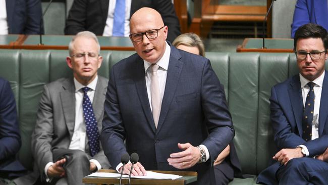 Opposition Leader Peter Dutton delivers his budget reply on Thursday. Picture: NCA NewsWire / Martin Ollman